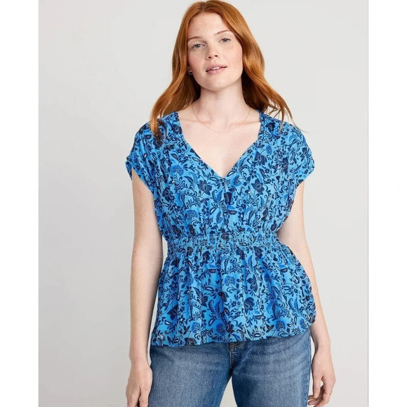 NWT Old Navy Women's Waist Defined Floral Printed Dolman Sleeve Top Size Large - Picture 1 of 12